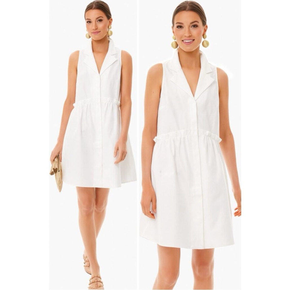 Tuckernuck Oxford White Sleeveless Royal Shirt Dress NWOT